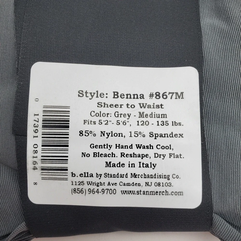 Gray Sheer to Waist Tights MEDIUM B.ella 70 Denier Microfiber Fall Satin New M